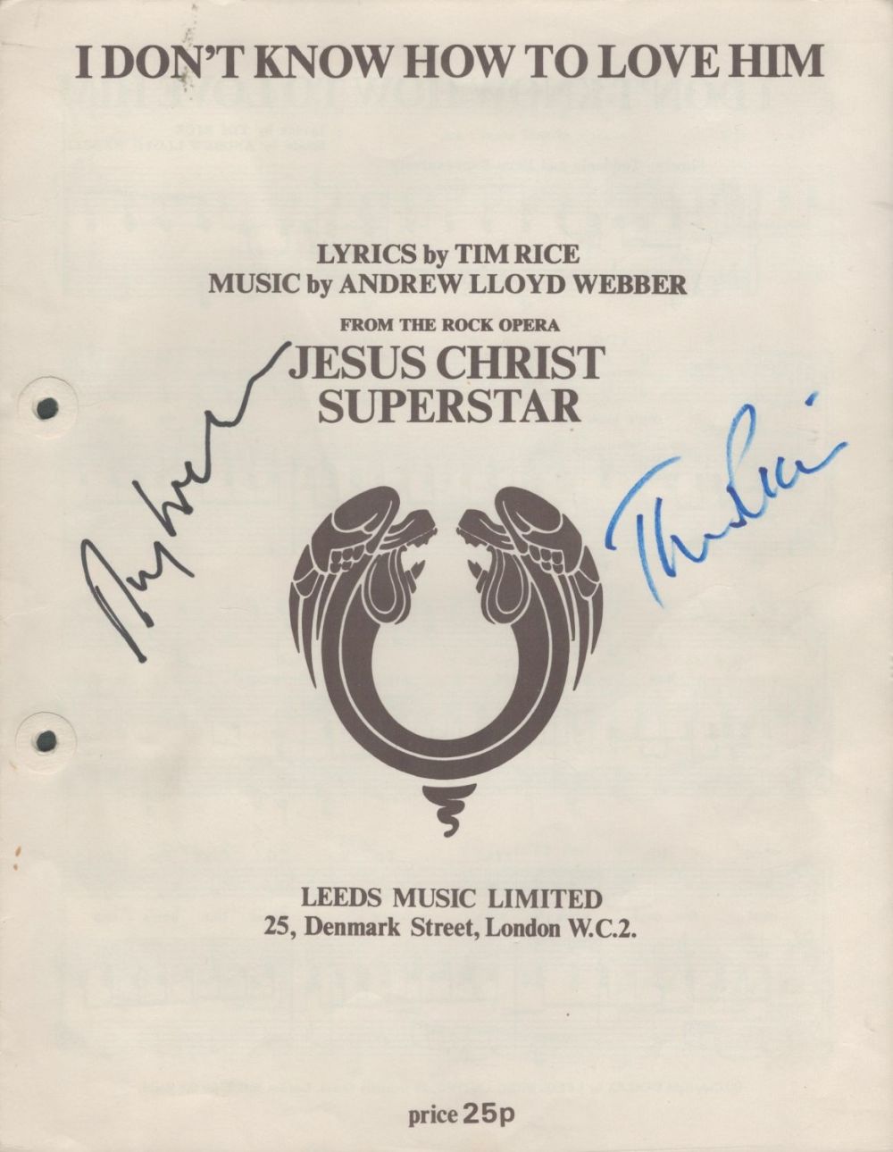 Lot 164: Tim Rice and Andrew Lloyd Webber Signed Vintage...