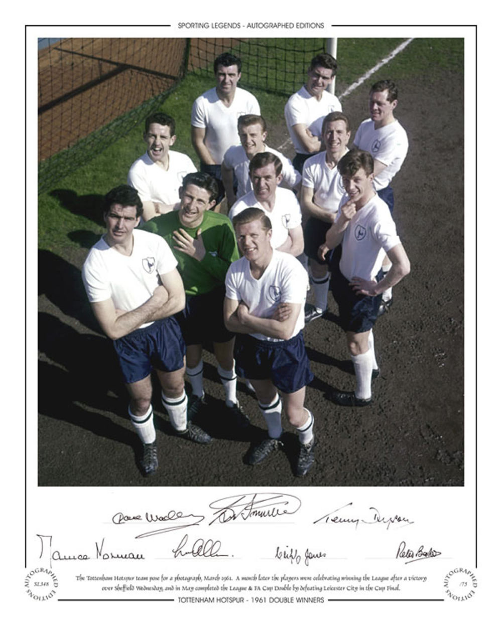 Lot 179: Autographed TOTTENHAM 1961 20 x 16 Limited Edition...