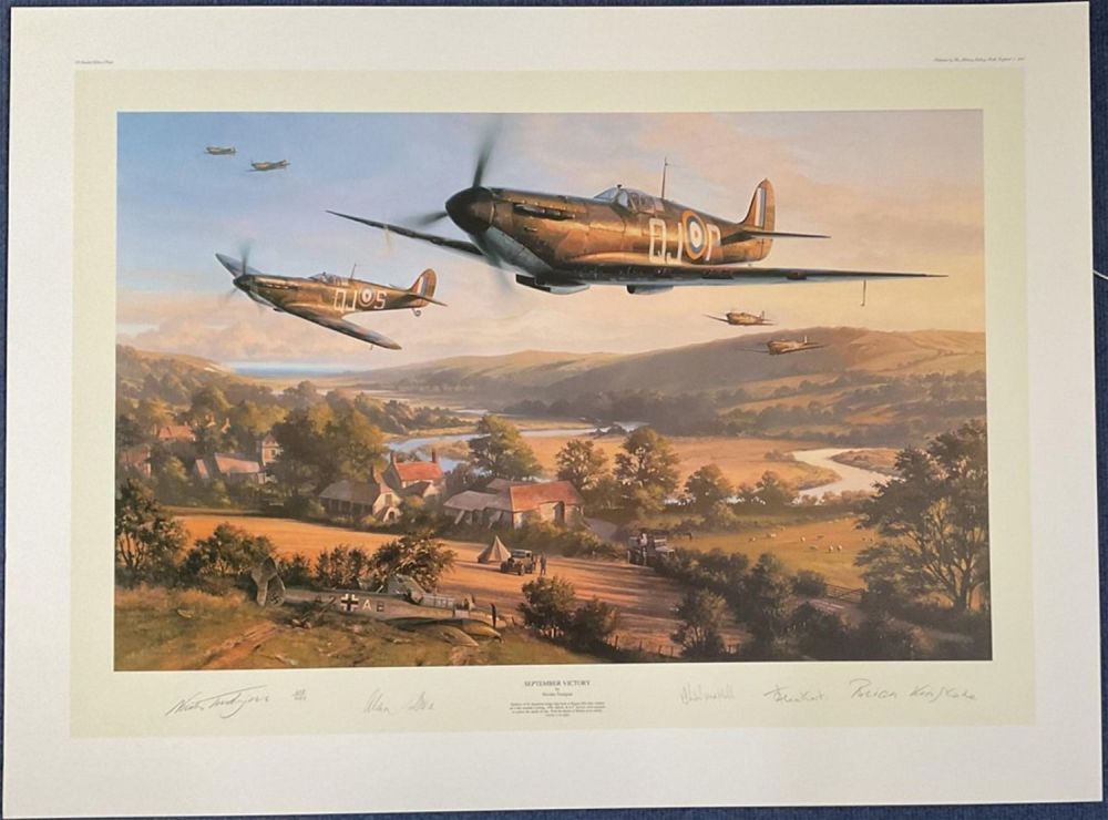 Lot 92: WWII Multisigned Nicolas Trudgian Colour Print Titled September Victory Proof Edition 608 of 1000