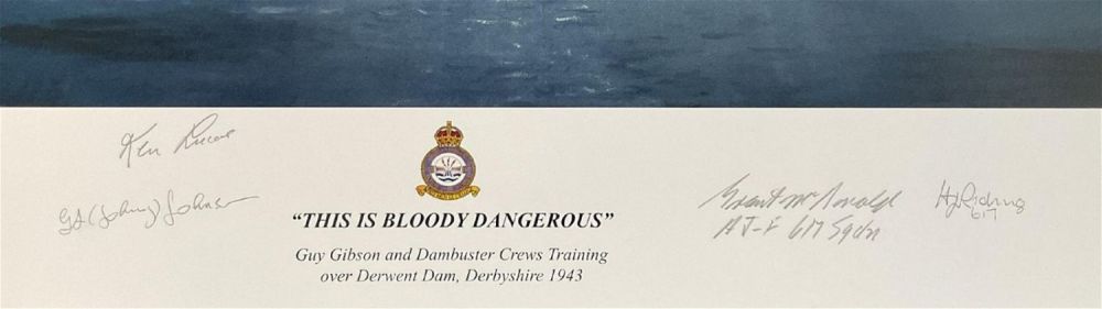 Lot 96: WWII Colour Print This Is Bloody Dangerous by G L Wright Multi Signed by Grant McDonald, Ken