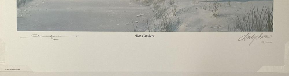 Lot 97: WWII Signed Harley Copic Colour Print Titled Rat Catchers 18 of 1000 Signed by The Artist, Pierre