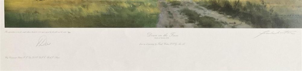 Lot 110: WWII 30x24 Colour Print titled Down On The Farm by Frank Wootton Signed by Robert Doe. . All