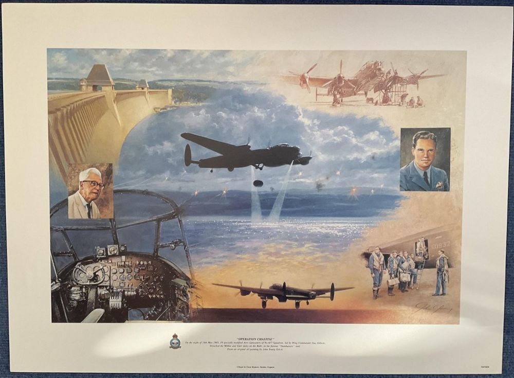 Lot 117: WW2 Print ""Operation Chastise"" by John Young approx size 20 x 27 unsigned good condition. All