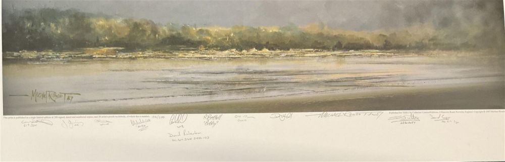 Lot 130: RAF multi signed 29x20 limited edition print titled Evergreen Tornado GRI by the artist signed by