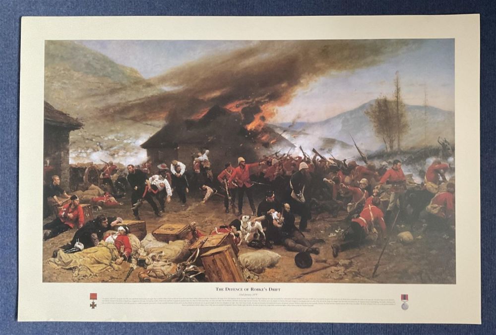 Lot 131: Historical Military Print 39x26 titled The Defence of Rorkes Drift 22nd January 1879 by the