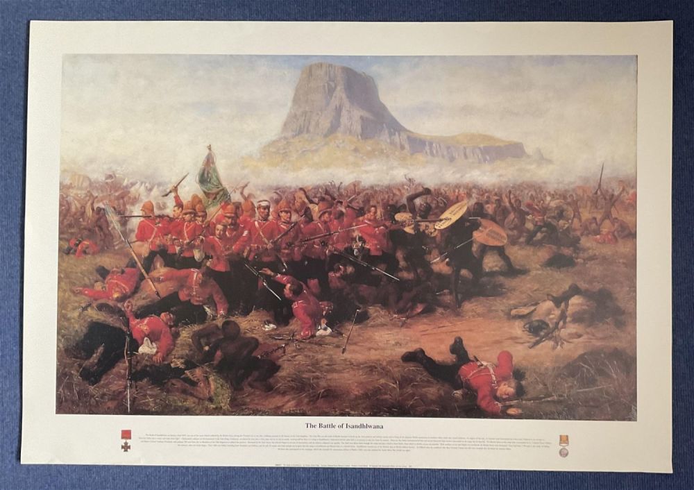 Lot 132: Historical Military Print 39x26 titled The Battle of Isandhlwana by the artist Charles Edwin