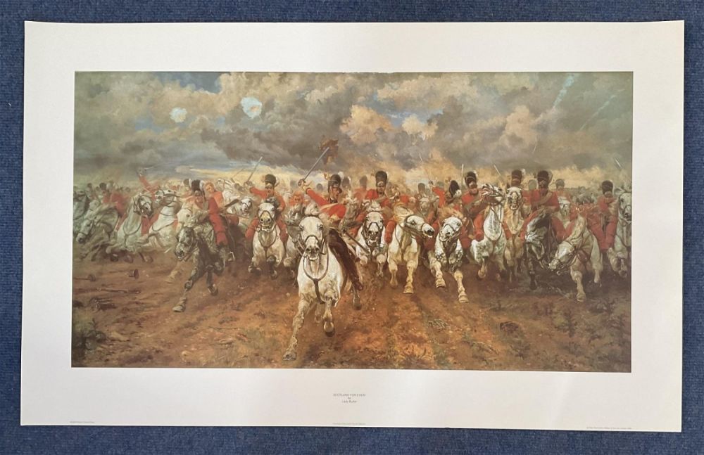 Lot 134: Historical Military Print 34x21 titled Quatre Bras 1815 (1875) by the artist Elizabeth Thompson (
