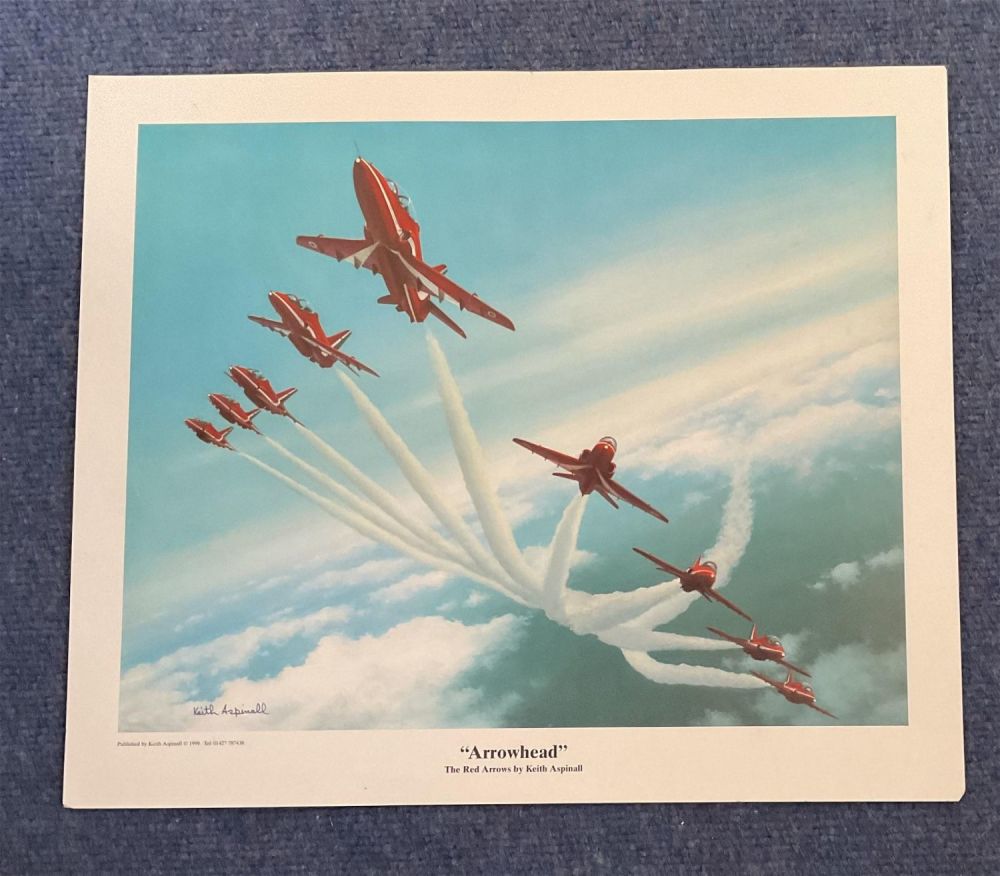 Lot 136: RAF Colour Print Titled ""Arrowhead"" By Keith Aspinall Measuring 16x14 Approx. . All autographed