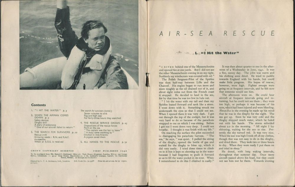 Lot 215: Air Sea Rescue paperback Book Issued by The Ministry of Information. Published in 1942 by His