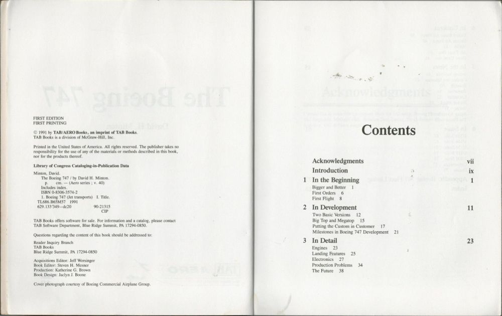 Lot 222: The Boeing 747 1st Edition Paperback Book by David H Minton. Published in 1991. Showing Signs of