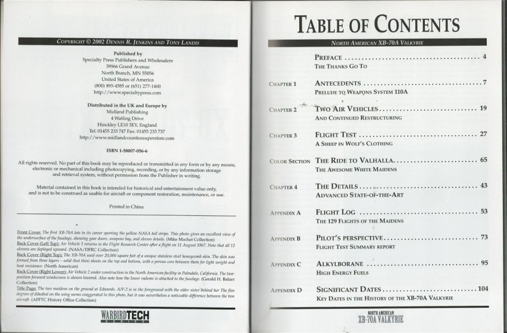 Lot 224: North American XB 70A Valkyrie Paperback Book By Dennie R Jenkins and Tony Landis. Fair Overall
