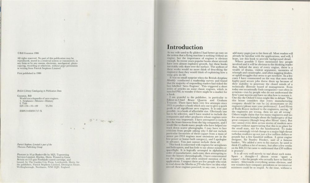 Lot 228: World Encyclopedia of Aero Engines 1st Edition Hardback Book by Bill Gunston. Published in 1986.