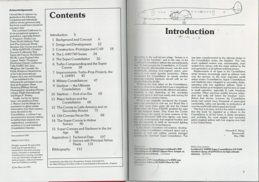 Lot 232: Lockheed Constellation 1st Edition Hardback Book by Kenneth E Wixey. Published in 1987. Fair Overall