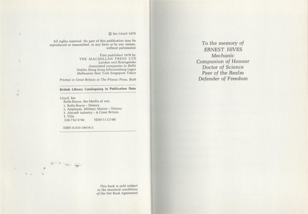 Lot 237: Rolls Royce The Merlin At War 1st Edition Hardback Book By Ian Lloyd. Published in 1978. Good