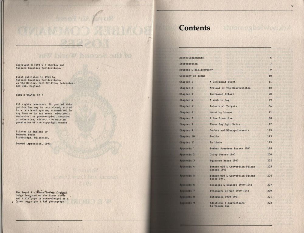 Lot 244: RAF Bomber Command Losses of the Second World War Volume 2 Paperback Book by WR Chorley. Published