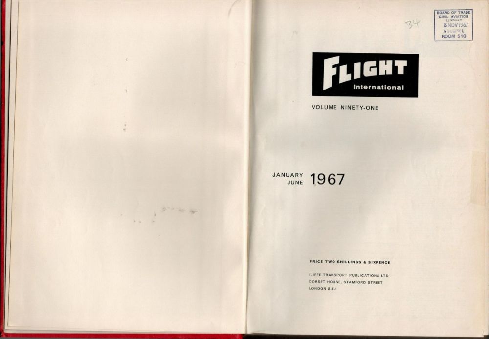 Lot 252: Flight International Volume 91. January June 1967. Large Hardback Book. Showing Signs Of Age. All