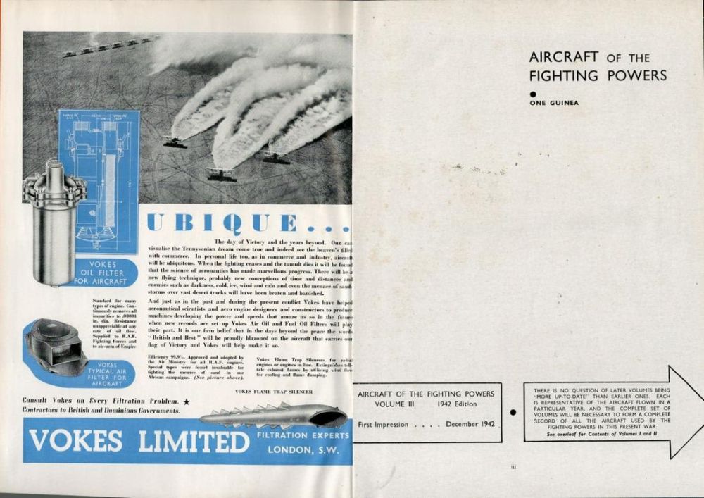 Lot 257: Aircraft Of The Fighting Powers Volume III December 1942 Edition Hardback Book. Cost Of One