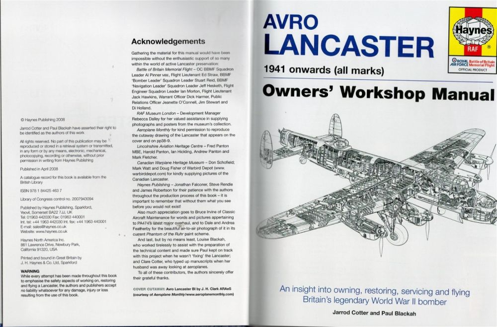 Lot 263: Avro Lancaster Haynes Manual 1941 Onwards (All Marks) 1st Edition Hardback Book Published in 2008.