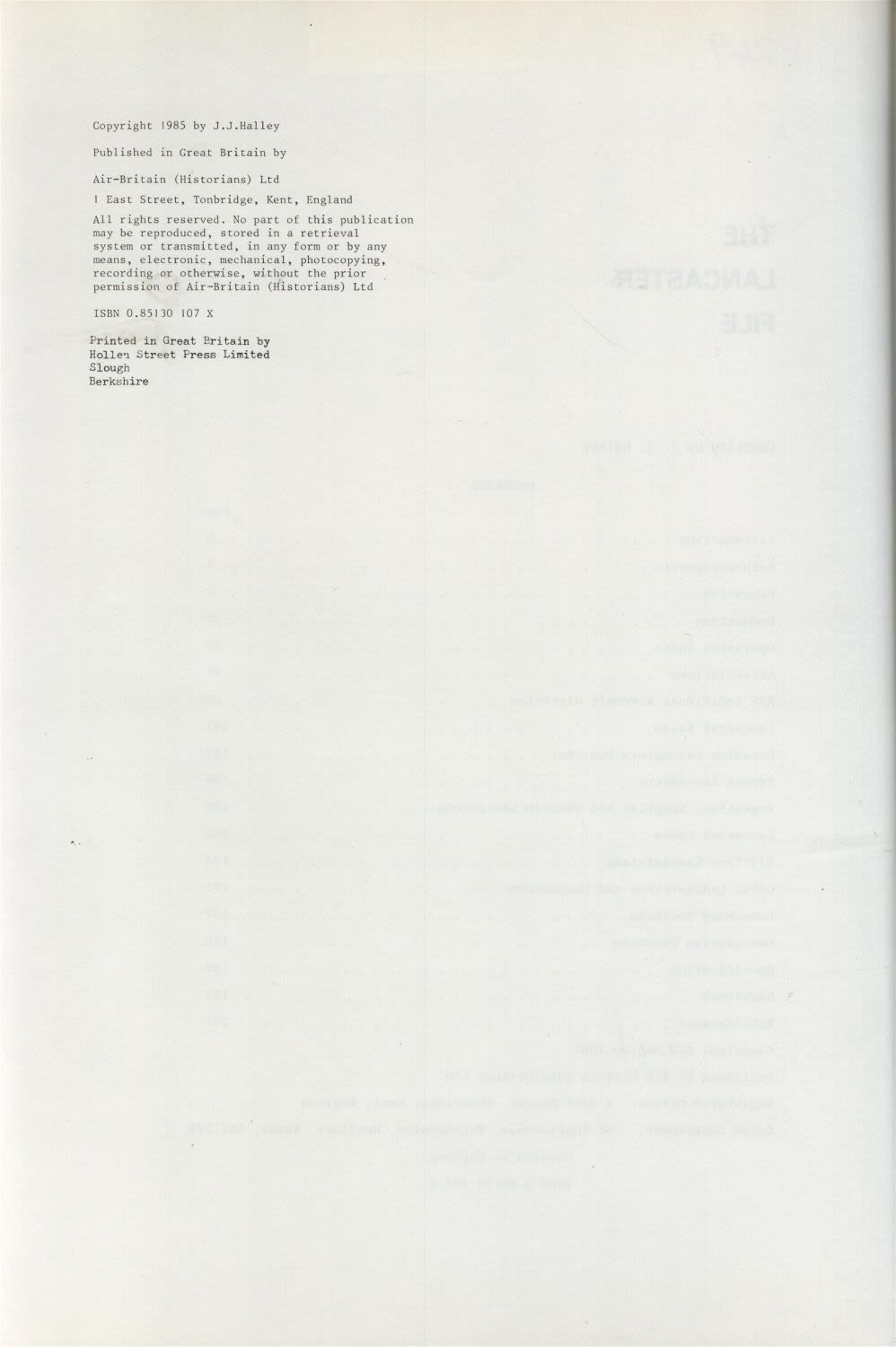 Lot 269: The Lancaster File Paperback Book By Air Britain Publication. Published 1985. Fair Overall