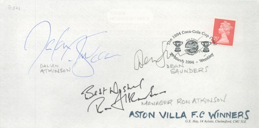 Lot 549: Aston Villa 1994 League Cup Winners Cover Signed...