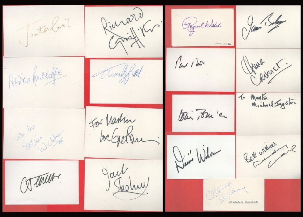 Lot 603: Autograph Collection of 17 Signed Signature Cards. Includes...