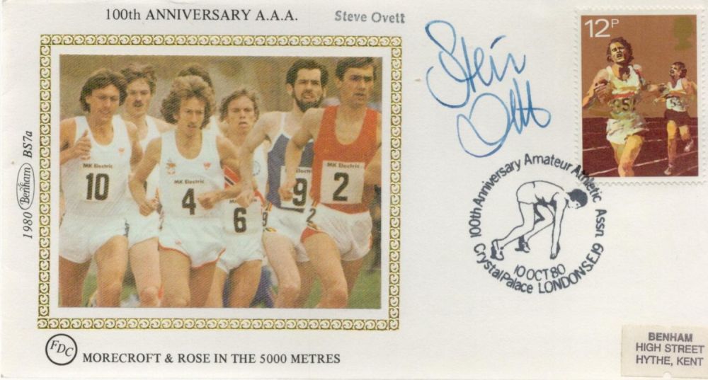 Lot 686: Steve Ovett signed FDC. 100th Anniversary A. A....