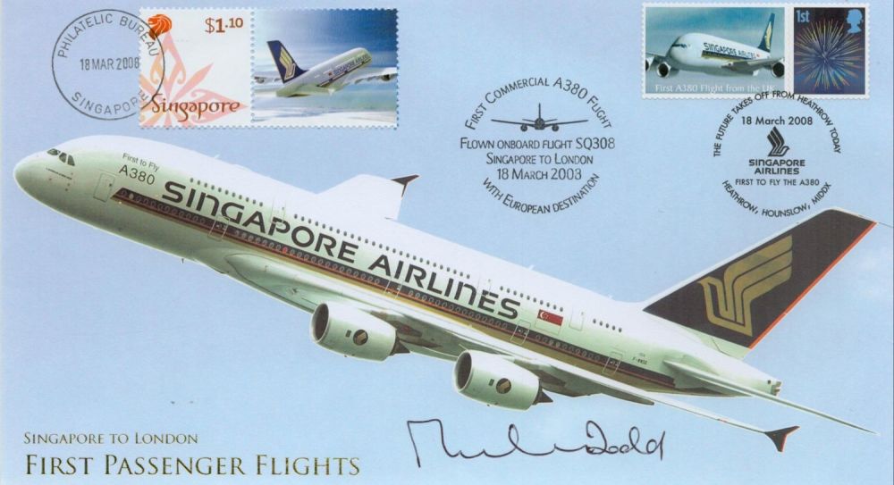 Lot 696: Michael Dodd signed FDC. Singapore to London. First...