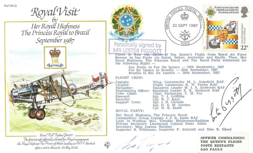Lot 135: Horse Racing legend Lester Piggott signed Raf FDC to commemorate the first officially allocated