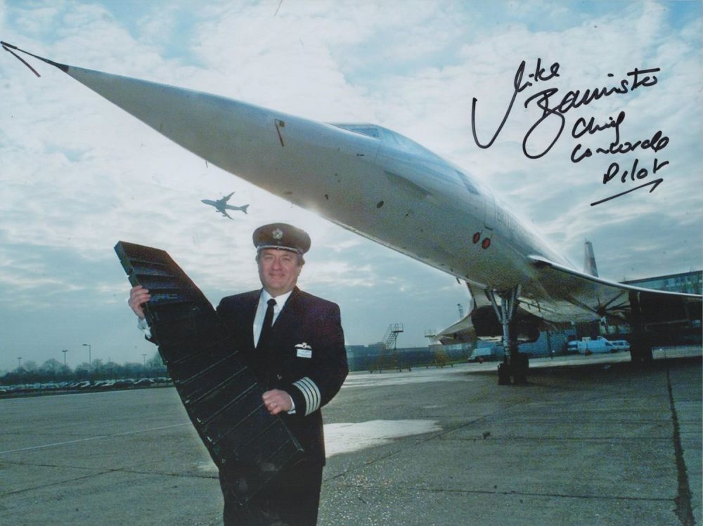 Lot 206: Chief Concorde Pilot Mike Bannister Signed 11x8 inch Colour Photo. Good Condition. All autographs
