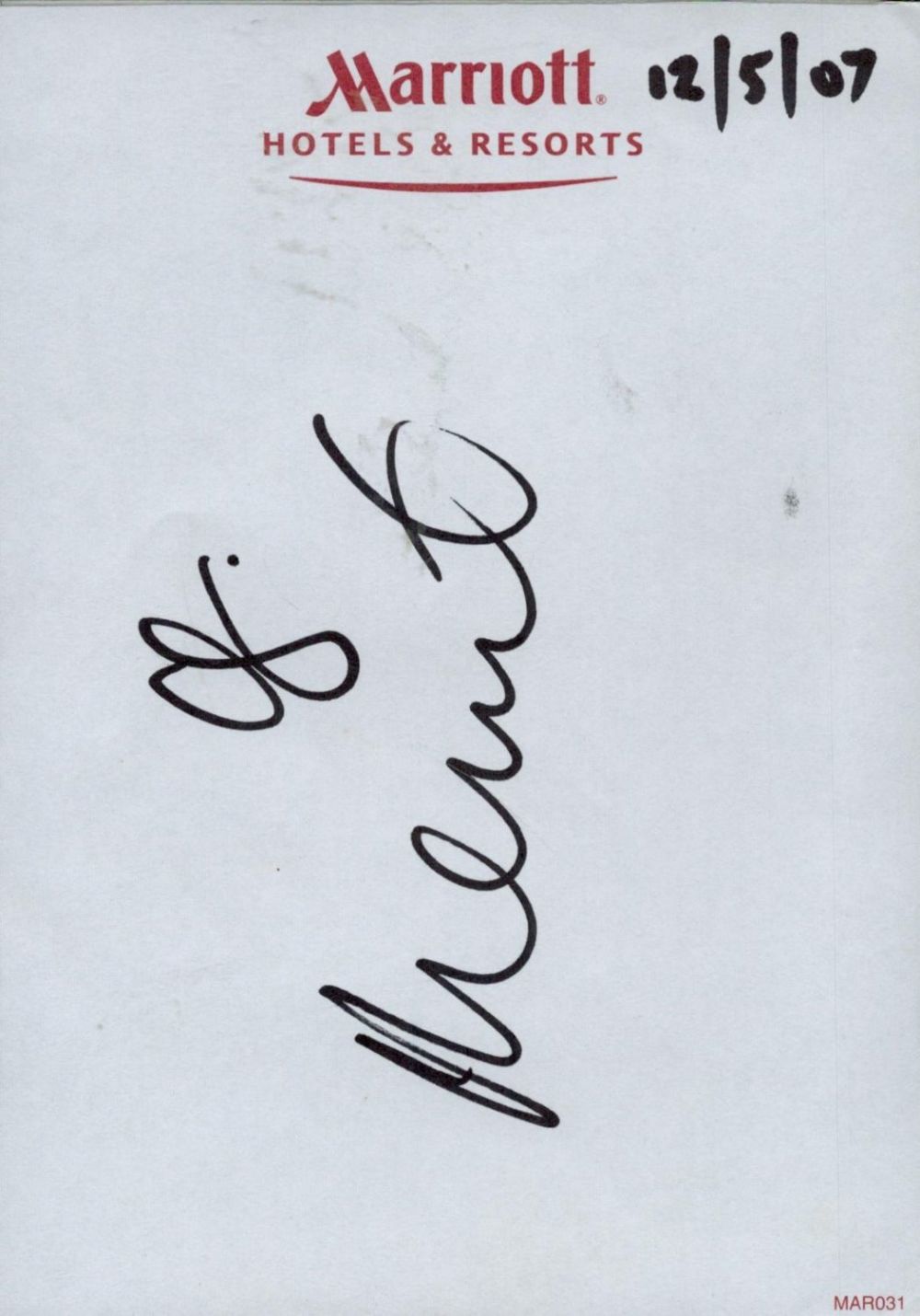 Lot 238: Phil Neville Signed Marriott Hotel White Slip measuring 6x4 inches. Signed in black ink. Good