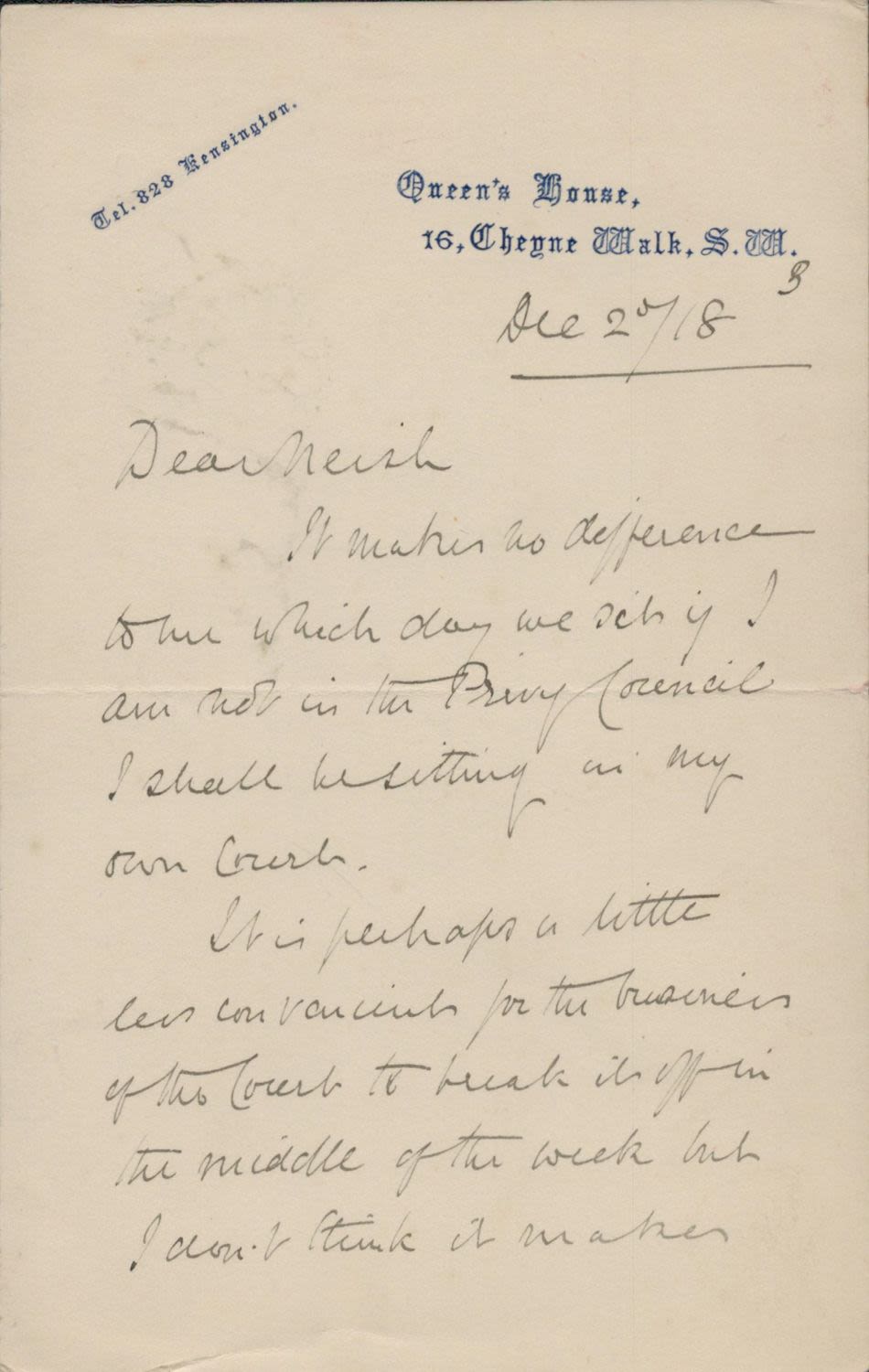 Lot 258: William Pickford, 1st Baron Sterndale ALS on headed paper dated early 1900s. William Pickford, 1st