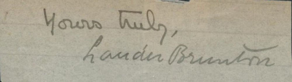 Lot 264: Sir Thomas Lauder Brunton, 1st Baronet signed 3x1 album page cutting. Sir Thomas Lauder Brunton, 1st