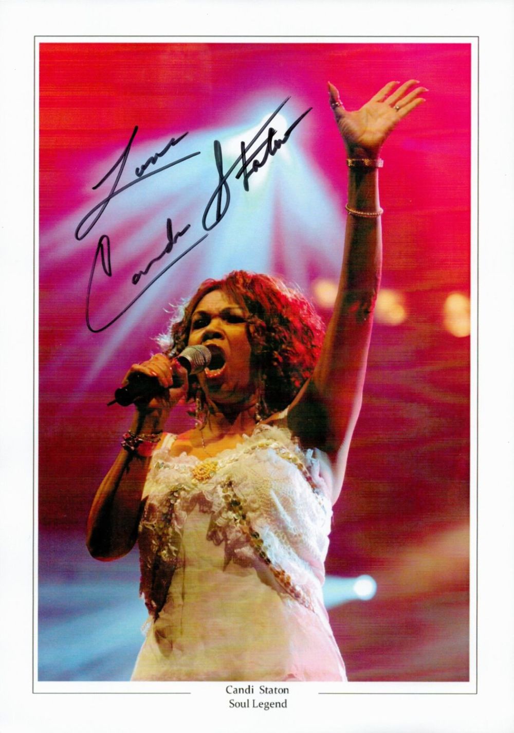 Lot 286: Candi Staton signed 12x8 inch Soul Legend colour photo. American singer-songwriter, best known in