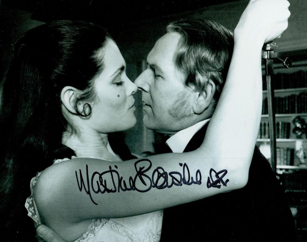 Lot 361: Martine Beswick signed 10x8 black and white photo. Martine Beswick (born 26 September 1941) is an
