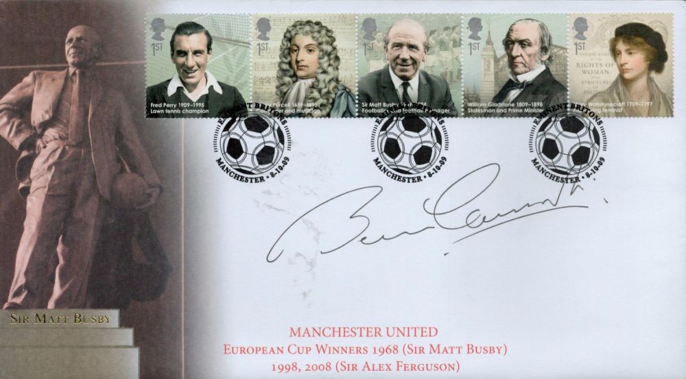Lot 420: Football Bobby Charlton signed Sir Matt Busby cover. Good Condition. All autographs are genuine hand