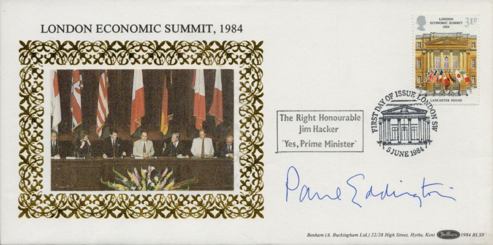 Lot 426: Paul Eddington signed Benham 1984 London Economic Summit official FDC BLS9. Good Condition. All