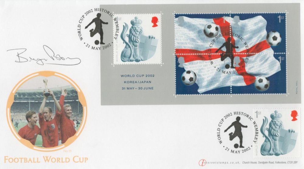 Lot 439: Football Bryan Robson signed Football World Cup Internetstamps FDC World Cup 2002 Korea/Japan 31 May