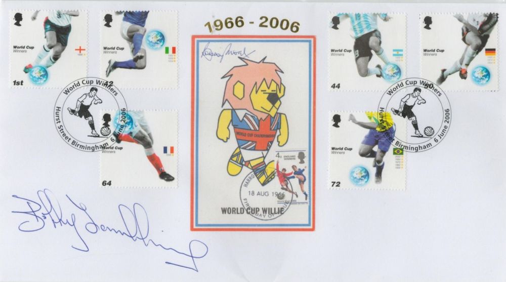 Lot 442: Football Bobby Tambling signed World Cup Willie FDC 1966-2008 double PM World Cup Winners Hurst