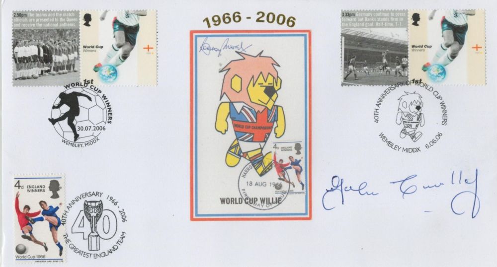 Lot 444: Football John Connelly signed World Cup Willie FDC 1966-2008 triple PMs 40th Anniversary of World