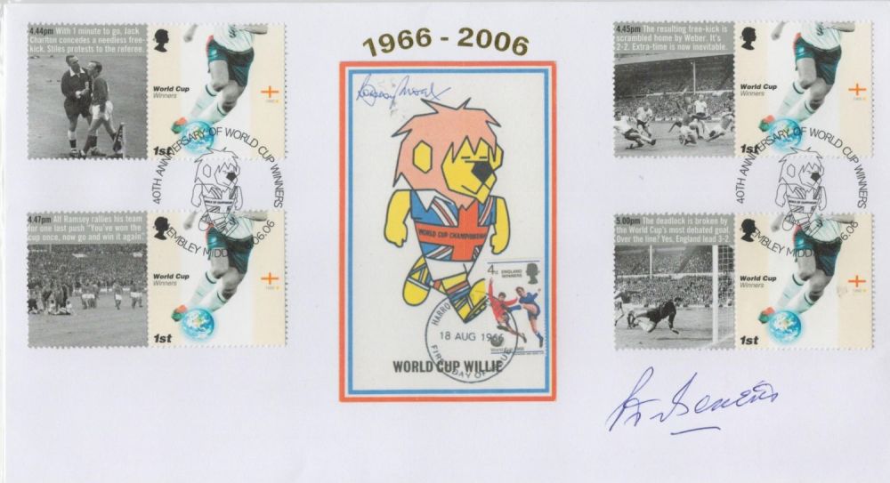 Lot 446: Football Peter Bonetti signed World Cup Willie FDC 1966-2008 double PM 40th Anniversary of World Cup