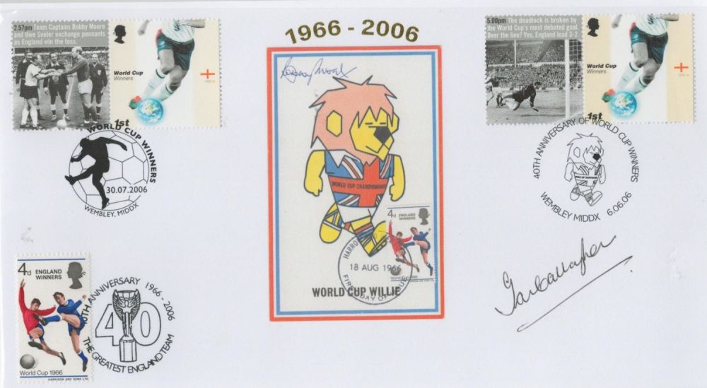 Lot 449: Football Ian Callaghan signed World Cup Willie FDC 1966-2008 triple PMs 40th Anniversary of World