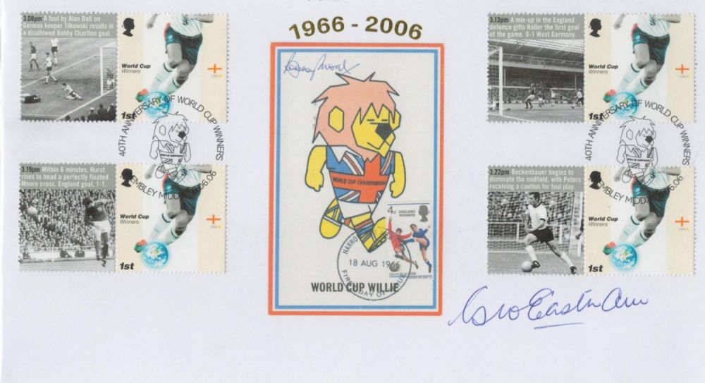 Lot 450: Football George Eastham signed World Cup Willie FDC 1966-2008 double PM 40th Anniversary of World