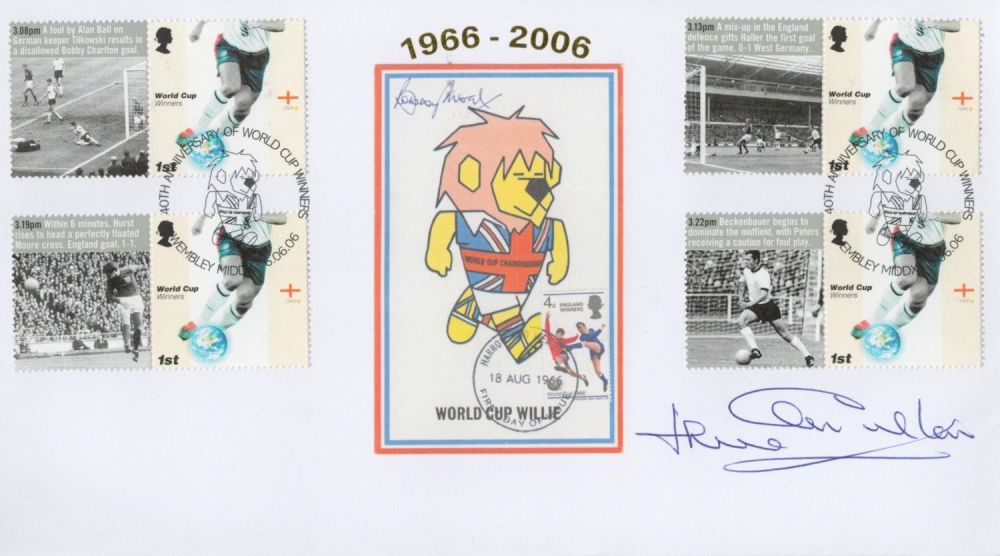 Lot 452: Football Jack Charlton signed World Cup Willie FDC 1966-2008 double PM 40th Anniversary of World Cup