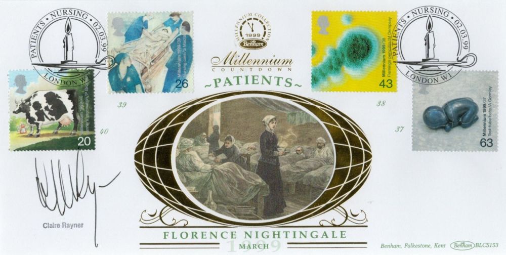 Lot 463: Claire Rayner signed Millennium Countdown Patients Florence Nightingale March Benham FDC PM Patients