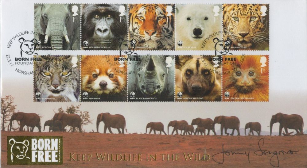 Lot 466: Jenny Seagrove signed Born Free Keep Wildlife in the Wild Buckingham FDC Triple PM Keep Wildlife
