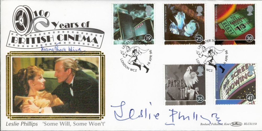 Lot 476: Leslie Phillips signed Some Will Some Wont 100 Years of British Cinema Benham FDC double PM