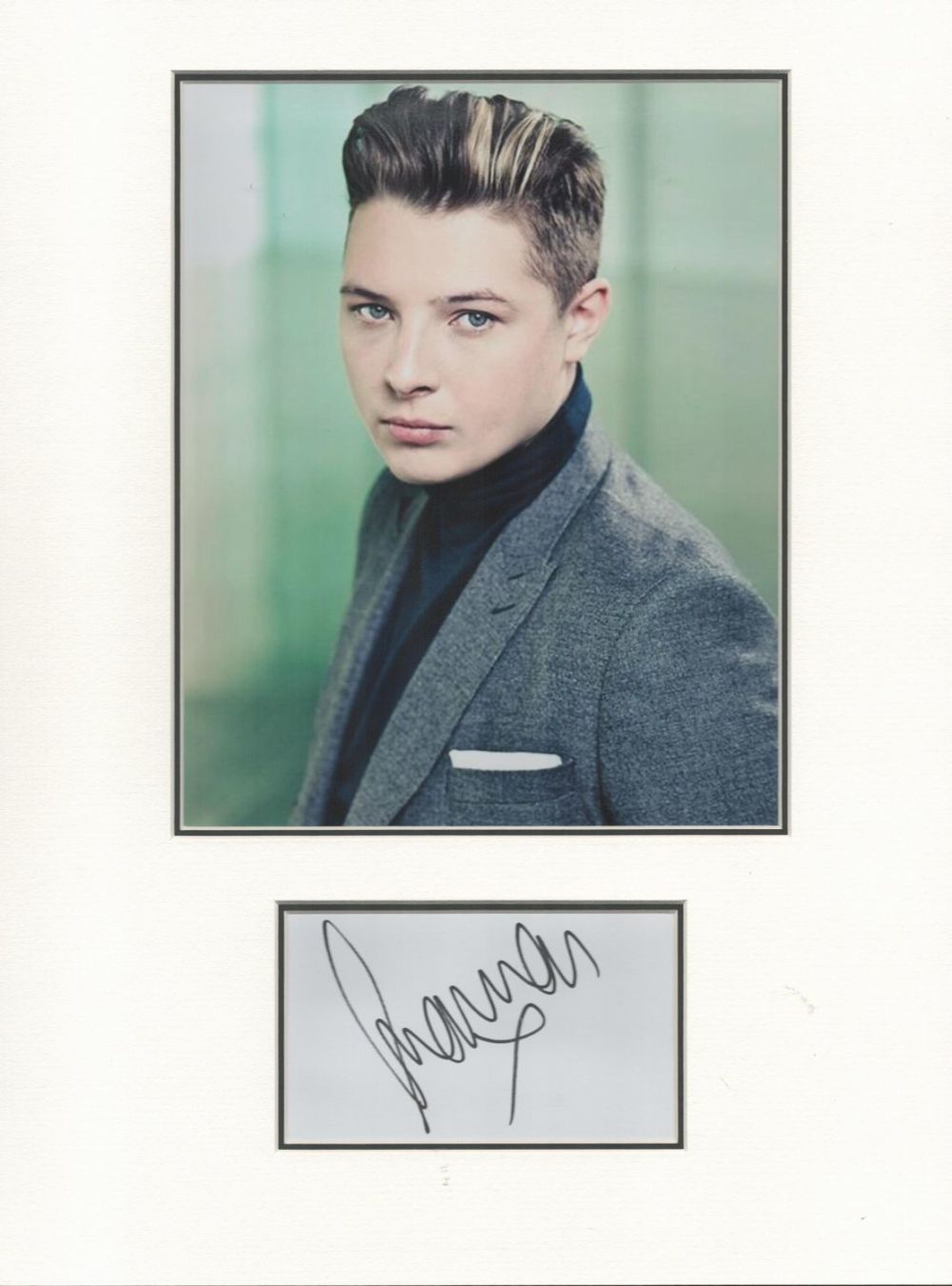 Lot 502: John Newman matted signature piece featuring a signed card and a colour photograph mounted to approx