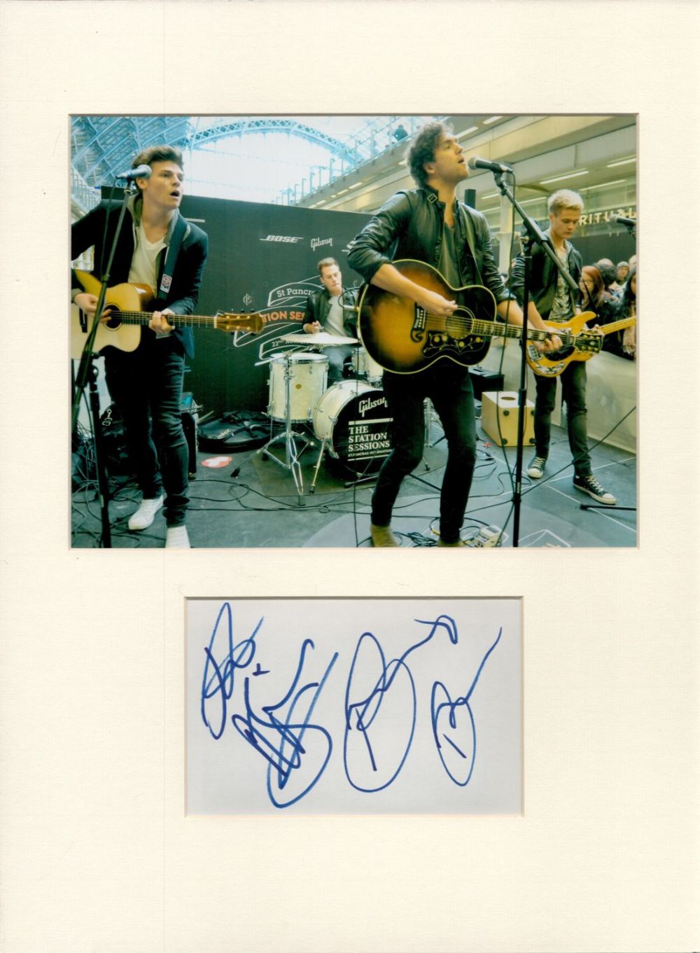 Lot 523: Lawson Band signature piece autograph presentation. Mounted with unsigned photo to approx. 16 x 12