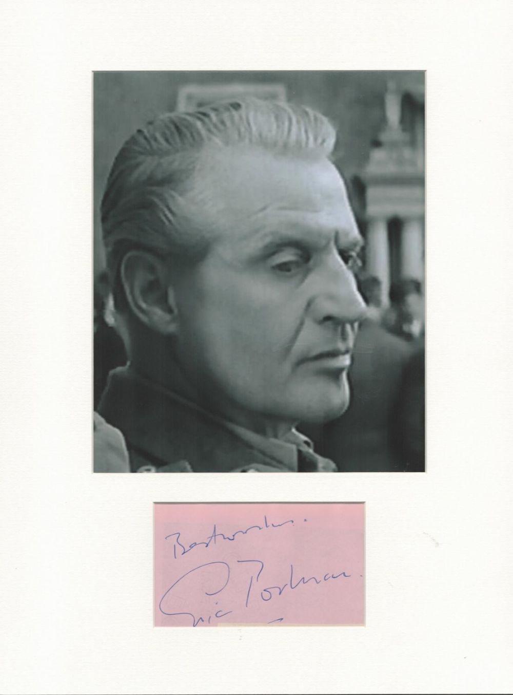Lot 531: Eric Portman from Colditz signature piece autograph presentation. Mounted with unsigned photo to