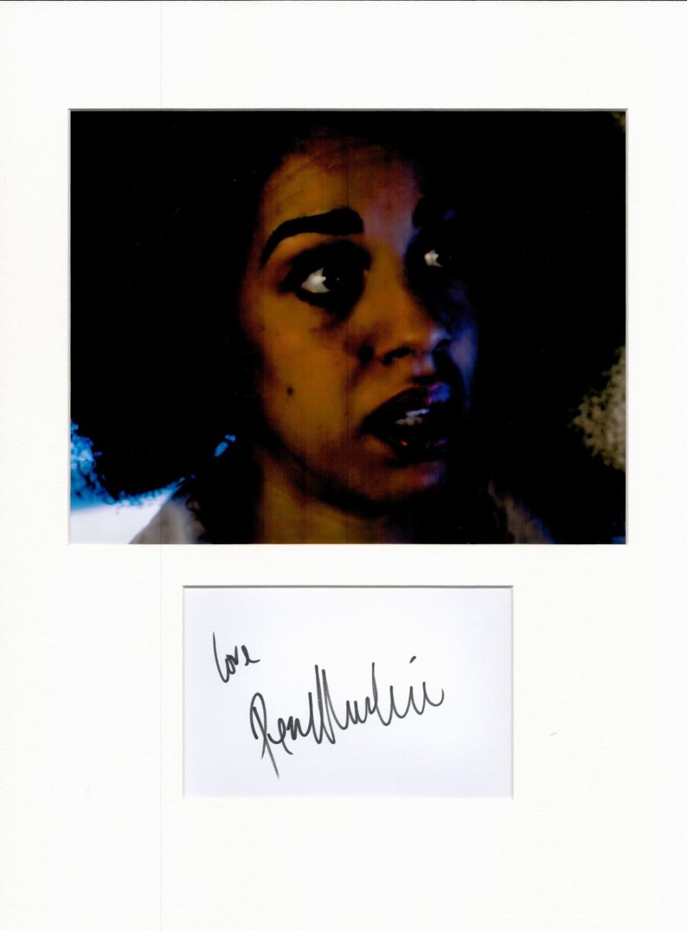 Lot 557: Pearl Mackie 16x12 overall Dr Who mounted signature piece includes signed album page and a fantastic